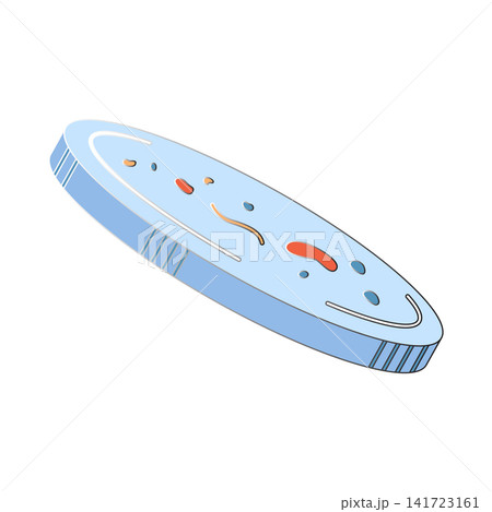 Isometric petri dish with colorful bacterial colonies, circular growth forms, tiny scientific symbols, tilted presentation, clean outline styling, soft shadows, and pale background Isometric petri dish with colorful bacterial colonies, circular growth forms, tiny scientific symbols, tilted presentation, clean outline styling, soft shadows, and pale background 141723161