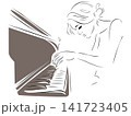 ピアノを弾く女性のラインアート 141723405