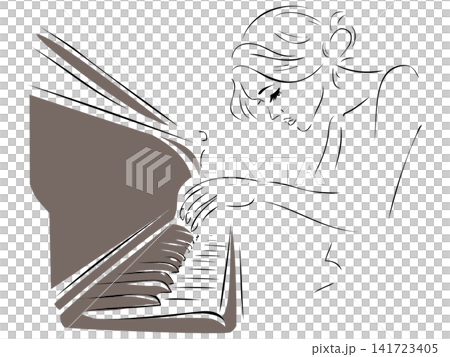 一幅描繪女子彈鋼琴的線條畫 一幅描繪女子彈鋼琴的線條畫 141723405