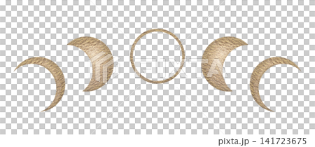 Moon phases with solar eclipse golden set. Hand drawn watercolor lunar cycle with crescent and full in vintage style. Astronomy design for cosmos calendar. Space graphic element for astrology art. Moon phases with solar eclipse golden set. Hand drawn watercolor lunar cycle with crescent and full in vintage style. Astronomy design for cosmos calendar. Space graphic element for astrology art. 141723675