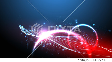 Abstract futuristic technology background with glowing light waves and network lines Abstract futuristic technology background with glowing light waves and network lines 141724168