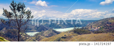 View of Zezere river from the mountain. Ferreira do Zezere, Portugal 141724197