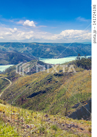 View of Zezere river from the mountain. Ferreira do Zezere, Portugal 141724198