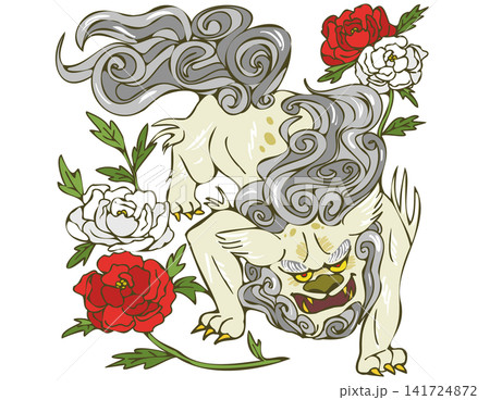 牡丹と唐獅子 カラー 牡丹と唐獅子 カラー 141724872