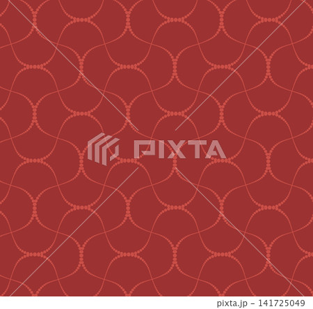 Seamless abstract pattern with delicate dotted wavy lines red 141725049
