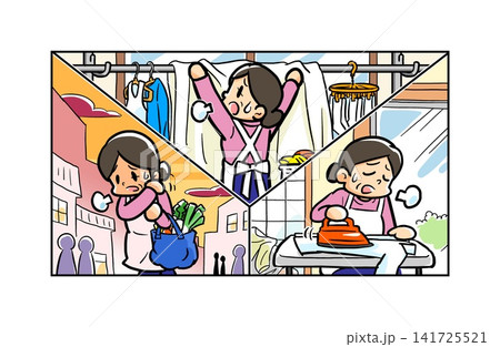 家事や買い物で疲れ果てている主婦 141725521
