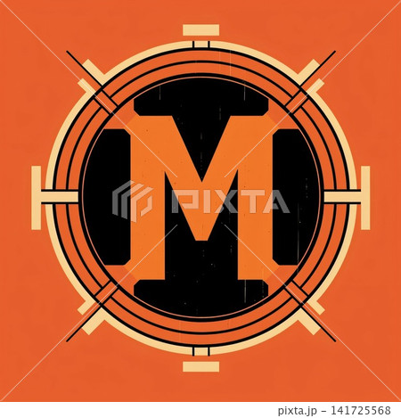 Grunge letter M on an orange background,vector illustration. Grunge letter M on an orange background,vector illustration. 141725568