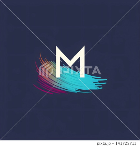 Initial Letter M Logo Design with Digital Brush Stroke, Technology Vector Illustration. Initial Letter M Logo Design with Digital Brush Stroke, Technology Vector Illustration. 141725713
