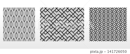 Geometric set of seamless black and gray patterns. Simple vector graphics Geometric set of seamless black and gray patterns. Simple vector graphics 141726050