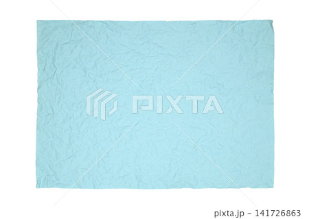 crumpled light blue paper sheet on white background crumpled light blue paper sheet on white background 141726863