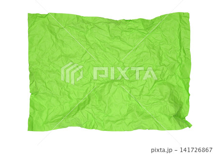 crumpled salad green paper sheet isolated on white background crumpled salad green paper sheet isolated on white background 141726867