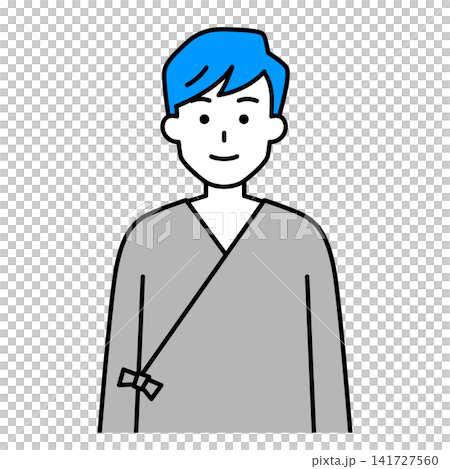 一位身穿病號服的年輕男子 一位身穿病號服的年輕男子 141727560