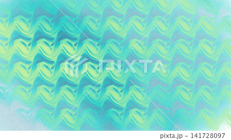ターコイズとライムグリーンの波形流体テクスチャ背景 141728097