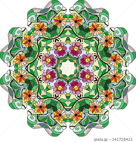 Colorful cute Mandalas. Decorative unusual round ornaments. Colorful cute Mandalas. Decorative unusual round ornaments. 141728422