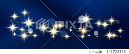 Stardust and glowing stars cluster across a soft gradient over deep navy sky. Sparkling winter universe with bokeh and gentle light on a blue gradation. Dreamy vector backdrop for holiday party banner Stardust and glowing stars cluster across a soft gradient over deep navy sky. Sparkling winter universe with bokeh and gentle light on a blue gradation. Dreamy vector backdrop for holiday party banner 141728526