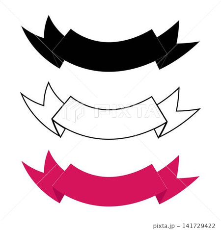 Black outline and solid color ribbon banner set for website 141729422