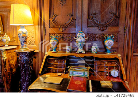 Antique Writing Bureau and Porcelain Decor at Waddesdon Manor 141729469