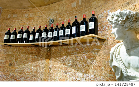 Chateau Lafite Rothschild Wine Display with Bacchus Statue at Waddesdon Manor Chateau Lafite Rothschild Wine Display with Bacchus Statue at Waddesdon Manor 141729487
