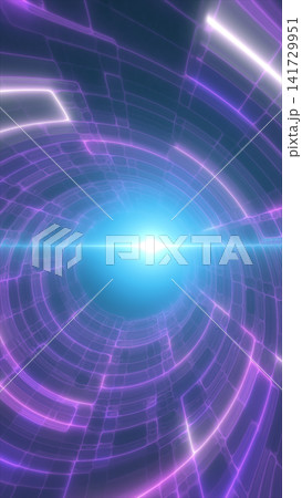 Futuristic purple digital portal with glowing circular grid, cyan center light, and neon technology tunnel effect. Futuristic purple digital portal with glowing circular grid, cyan center light, and neon technology tunnel effect. 141729951