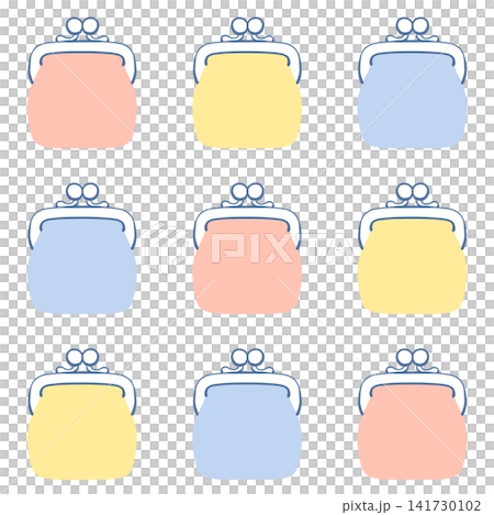 がま口財布が並んだイラスト 141730102