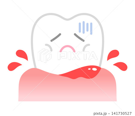 出血して元気がない歯のキャラクター 141730527