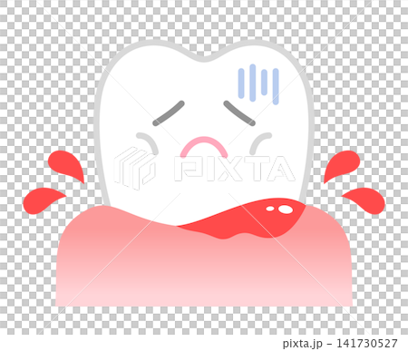 出血して元気がない歯のキャラクター 141730527