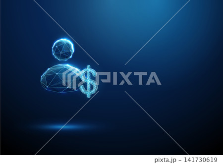 3D blue avatar and dollar sign Fintech, ai finance assistant, virtual agent advisor, money management, online banking, wealth growth, investment, bank account concept 3D blue avatar and dollar sign Fintech, ai finance assistant, virtual agent advisor, money management, online banking, wealth growth, investment, bank account concept 141730619