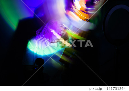 Exploration of the metaverse world of imagination in vr glasses. Futuristic glasses with display. Exploration of the metaverse world of imagination in vr glasses. Futuristic glasses with display. 141731264