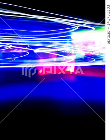 Modern futuristic design spaceship interior defocused blurry surface 141731303