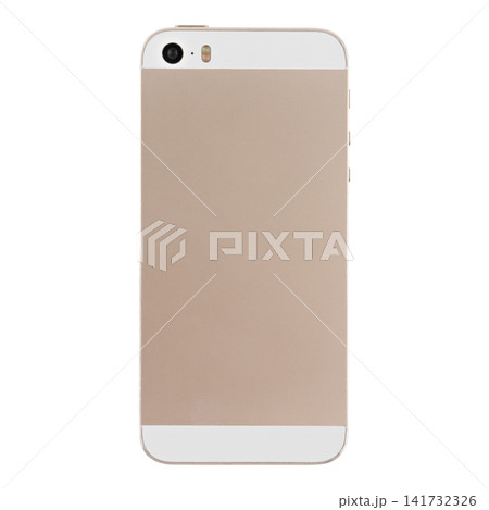 Rear view of a gold smartphone isolated on a white background Rear view of a gold smartphone isolated on a white background 141732326