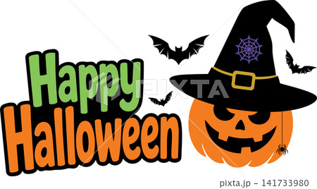 Illustration of a Happy Halloween greeting 141733980