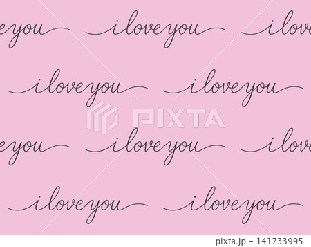I Love You, seamless pattern typography on soft pink background 141733995