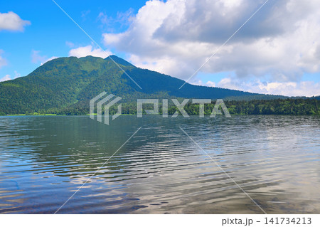 尾瀬沼と燧ケ岳 青空眩しい 夏の風景 尾瀬沼と燧ケ岳 青空眩しい 夏の風景 141734213