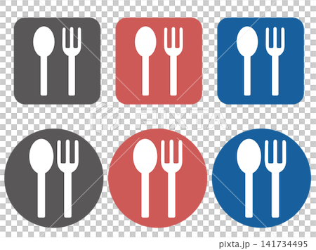 Spoon and fork cutlery icon set Spoon and fork cutlery icon set 141734495