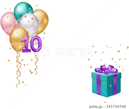 Celebration with balloons and gift Celebration with balloons and gift 141734748
