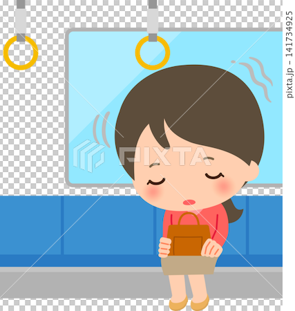 電車のシートで居眠りする若い女性 電車のシートで居眠りする若い女性 141734925