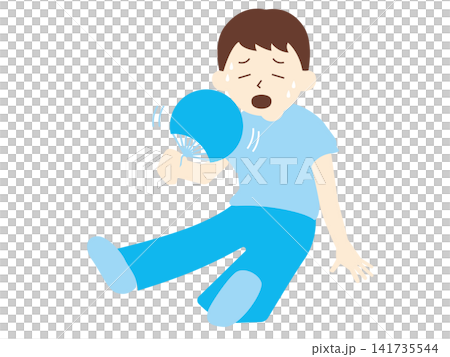 一幅描繪男子坐著用扇子搧風的插圖。 一幅描繪男子坐著用扇子搧風的插圖。 141735544