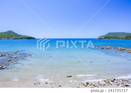 コバルトブルーの坊津町久志海岸 コバルトブルーの坊津町久志海岸 141735727