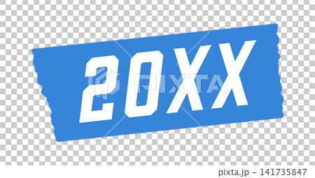 Blue tape with white numbers 20XX - a simple and stylish decorative material representing a provisional year or number. Blue tape with white numbers 20XX - a simple and stylish decorative material representing a provisional year or number. 141735847