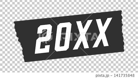 Black tape with white numbers 20XX - a simple and stylish decorative material representing a provisional year or number. Black tape with white numbers 20XX - a simple and stylish decorative material representing a provisional year or number. 141735848