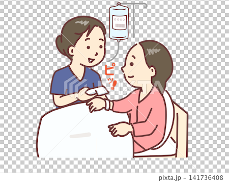 護理師透過腕帶核實病人身份,並準備進行靜脈輸液。 護理師透過腕帶核實病人身份,並準備進行靜脈輸液。 141736408