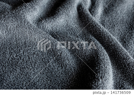 Dark Grey Microfiber Fabric Texture Background with Soft Waves 141736509