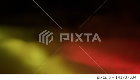 Bokeh texture. Yellow light. Pink warm color lens flare optical glisten kaleidoscope on abstract luminous dark black art background. 141737634