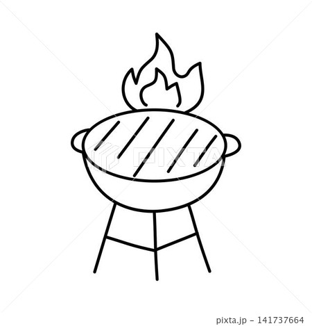 hand drawn barbecue grill illustration picnic 141737664