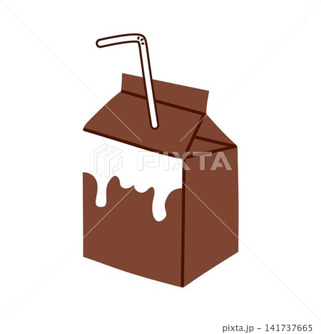 hand drawn chocolate milk cartoon with straw 141737665