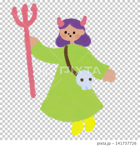 Illustration of a girl in a devil costume Illustration of a girl in a devil costume 141737726