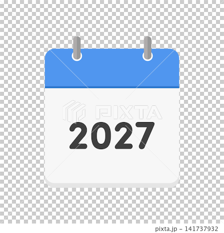 Icon of a blue daily calendar for the year 2027 - Simple calendar and annual planning image illustration material Icon of a blue daily calendar for the year 2027 - Simple calendar and annual planning image illustration material 141737932