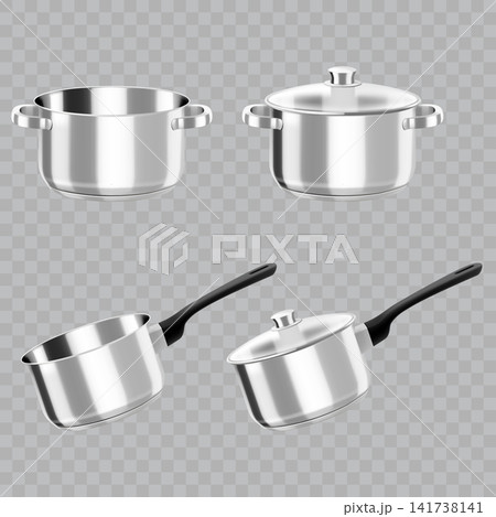 Stainless Steel Cooking Pot and Saucepan Vector Stainless Steel Cooking Pot and Saucepan Vector 141738141
