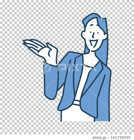 笑顔で案内をする女性会社員のシンプルな上半身イラスト素材 笑顔で案内をする女性会社員のシンプルな上半身イラスト素材 141738505