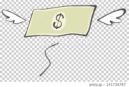 An illustration of dollar bills flying away. 141738767
